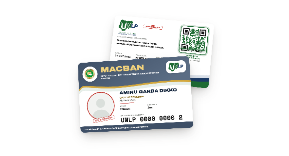 Specimen front and reverse association member cards from the Registry card animation