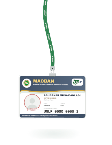 Specimen association member card hanging from a green UNLP lanyard